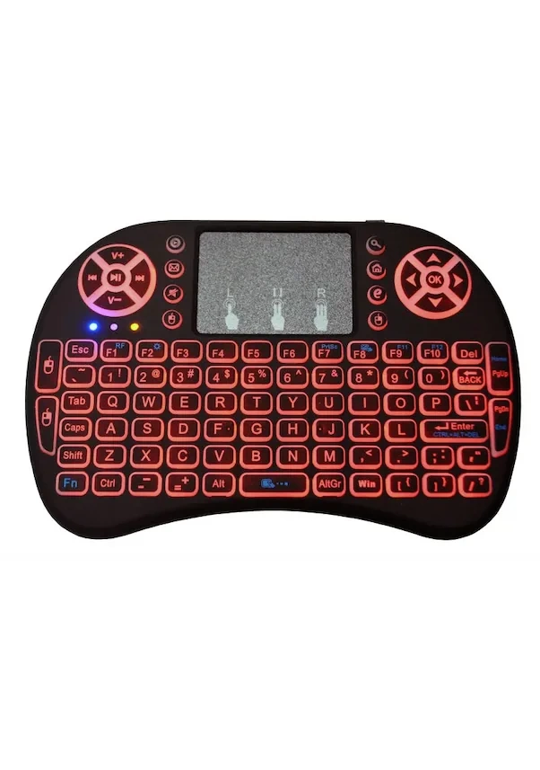 Smart Tv Box Ps3 Uyumlu Kablosuz Dokunmatik Işıklı Şarjlı Touchpadli Mini Q Klavye