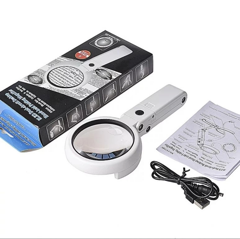 Usb Şarj Edilebilir Katlanabilir 3.510x Büyüteç 8 Ledli Masa Ve Eliçin Taşınabilir Büyüteç Fs90rc
