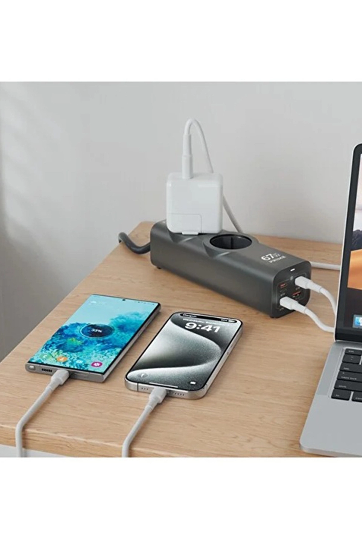 67w Hızlı Şarjlı Akıllı Çoklu Priz – 2000w Güç, 2 Usb-c + 2 Usb-a Çıkışlı, Telefon & Laptop Uyumlu