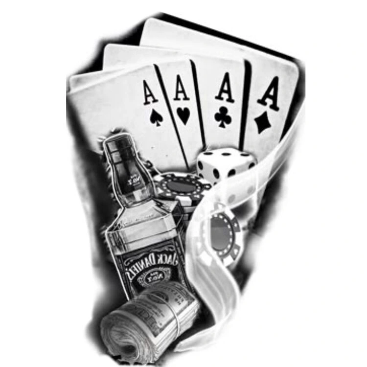 İskambil Dolar Zar Geçici Dövme Şablonu Büyük Boy