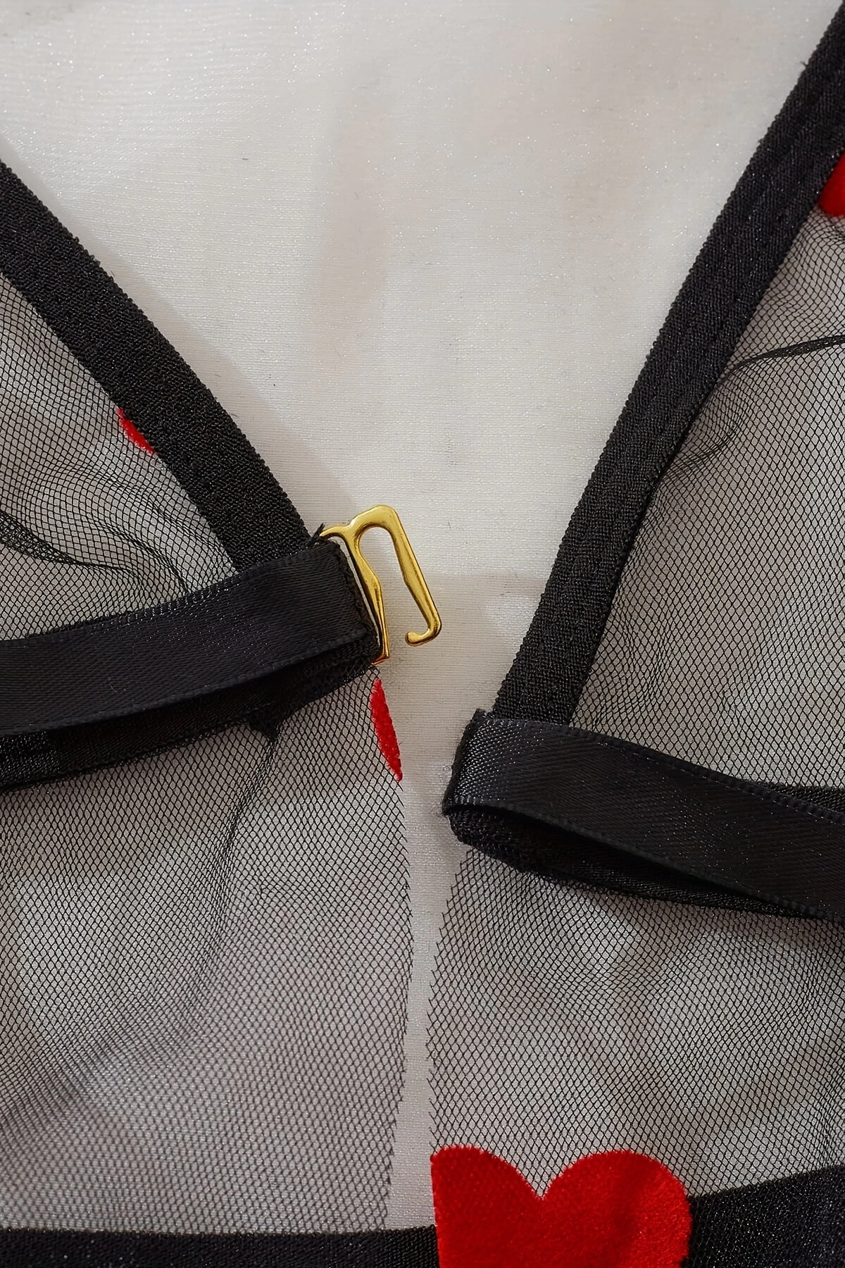 Kalp Desenli Siyah Transparan Gecelik Tm1378