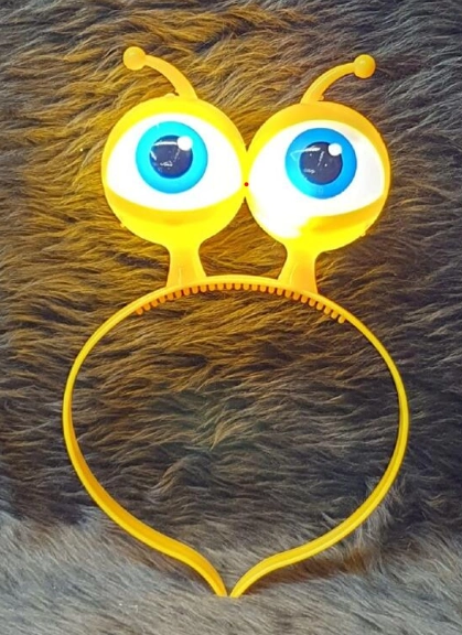 Led Işıklı &amp; Pilli 3 Farklı Modda Yanan Uzaylı Göz Parti Tacı Sarı Renk 18x12 Cm