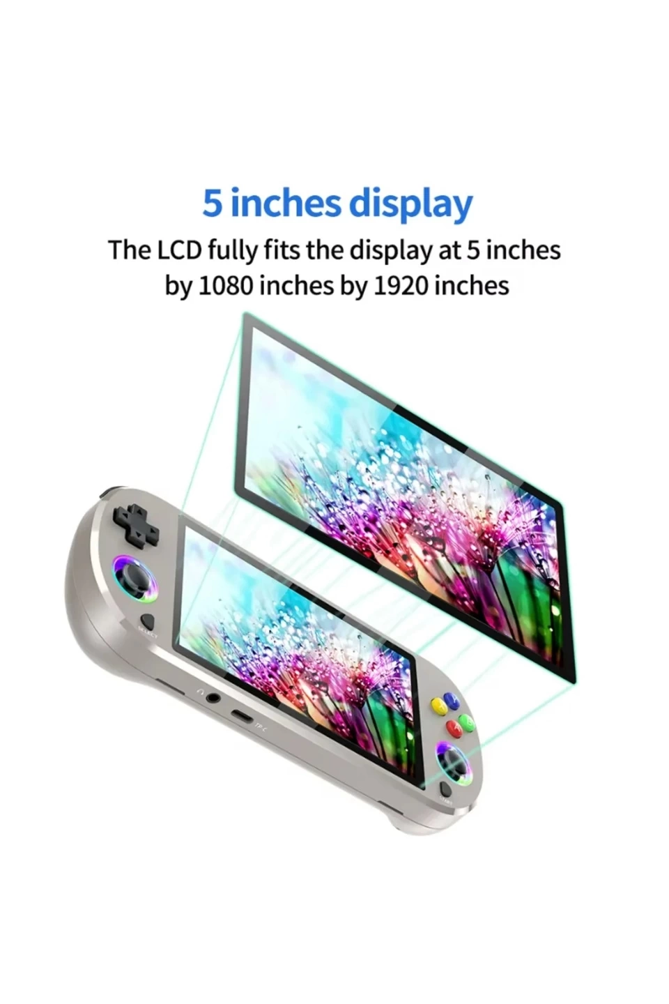 M22 Pro Retro Oyun Konsolu 5.0 ’’ıps Ekran Dahili 20000+ Oyun Emülatörleri Rgb Led Joystick