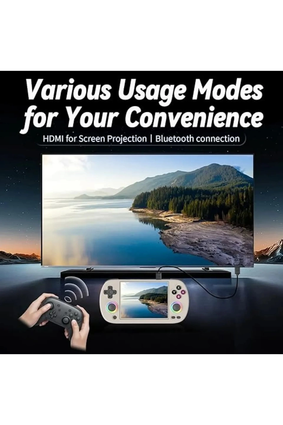 M22 Pro Retro Oyun Konsolu 5.0 ’’ıps Ekran Dahili 20000+ Oyun Emülatörleri Rgb Led Joystick