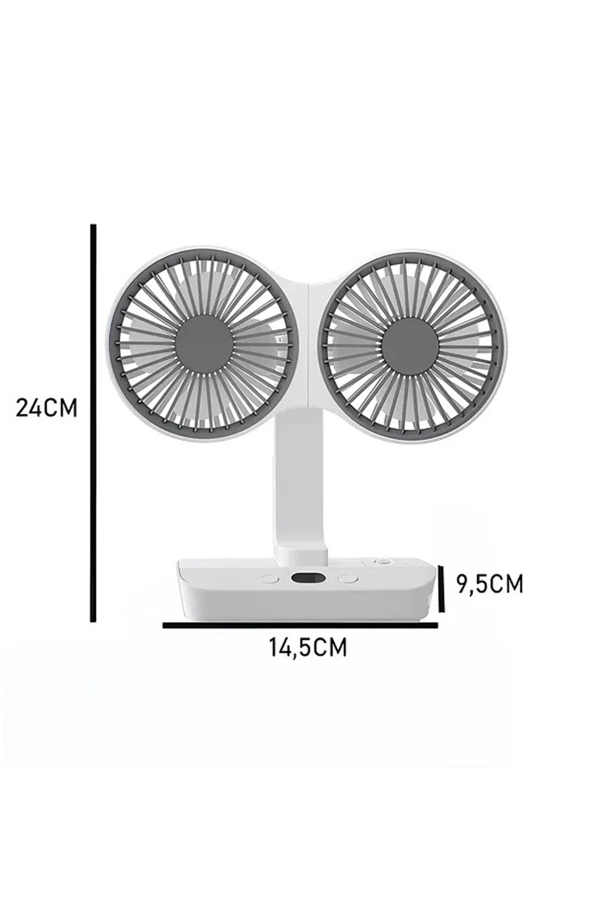 Masaüstü Dijital Ekranlı Çift Fanlı Led Işıklı Soğutucu Fan Ev Ofis Şarjlı Vantilatör
