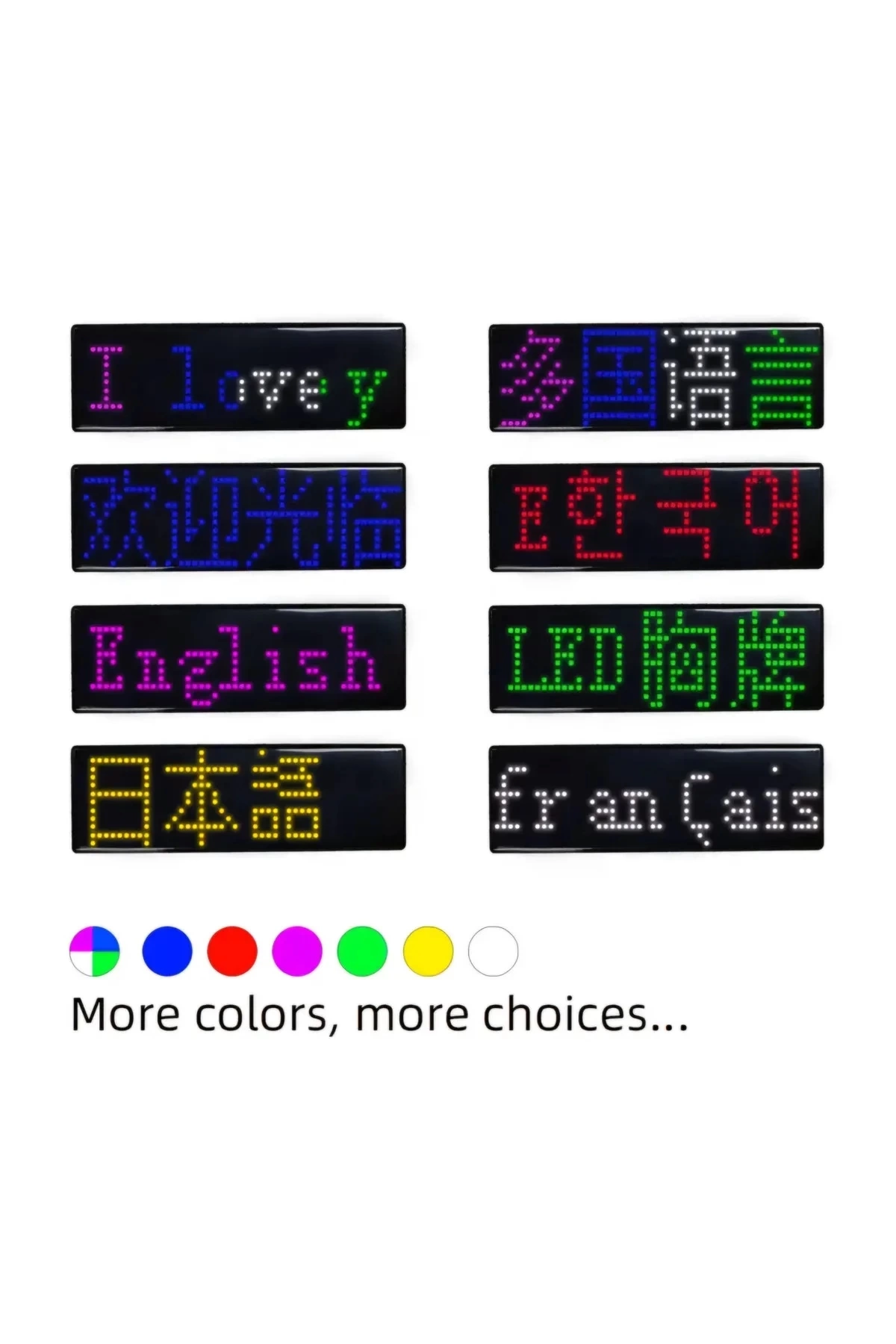 Matrix Kayan Led Yaka Rozeti Mobil Kontrollü Dijital Etiket 9×3cm