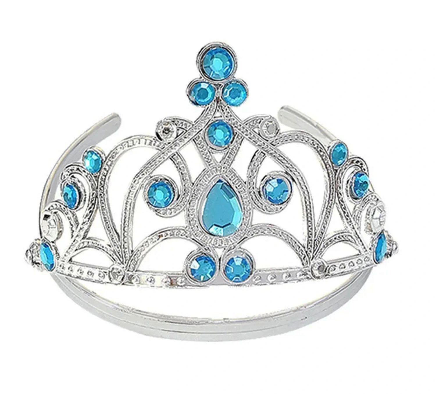 Mavi Taşlı Elsa Çocuk Tacı Prenses Tacı Kraliçe Tacı 16x14 Cm