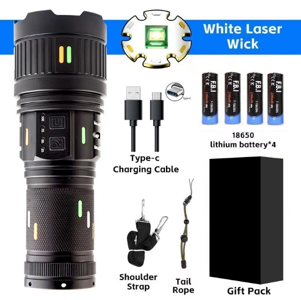 Pro F-3001 Alüminyum Tg Led Güç Göstergeli Type-c Şarjlı El Feneri 100 W