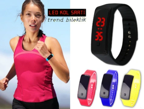 Siyah Ekranlı Led Kol Saati (mavi)