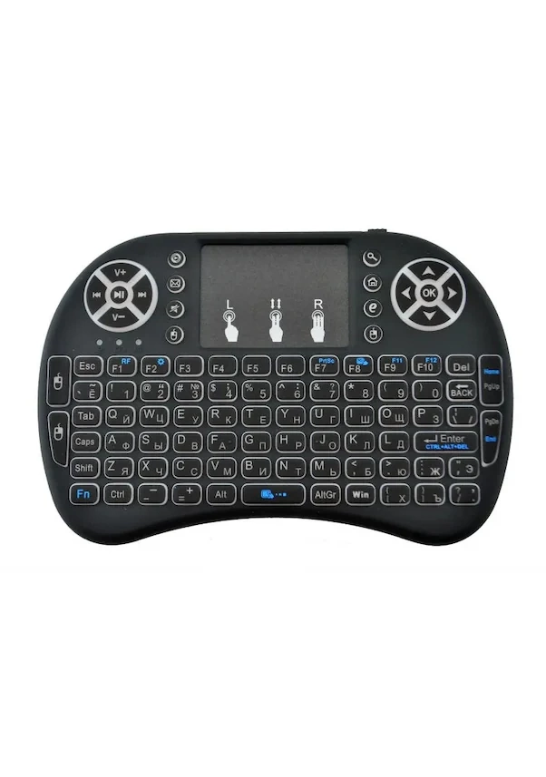 Smart Tv Box Ps3 Uyumlu Kablosuz Dokunmatik Işıklı Şarjlı Touchpadli Mini Q Klavye