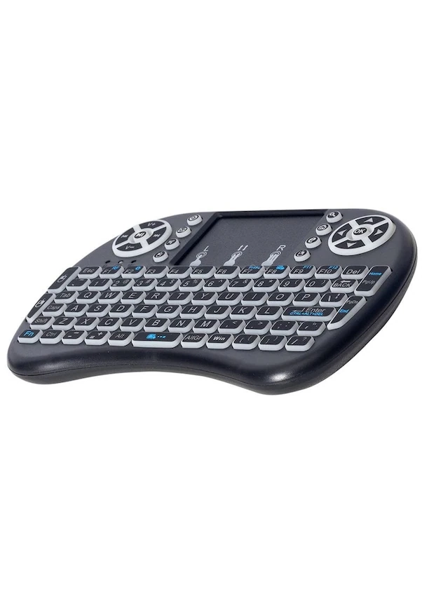 Smart Tv Box Ps3 Uyumlu Kablosuz Dokunmatik Işıklı Şarjlı Touchpadli Mini Q Klavye