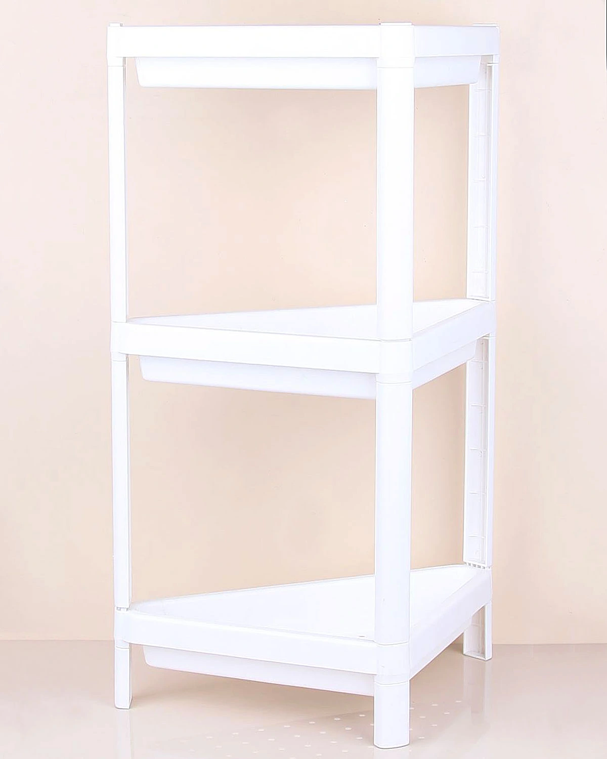 Üçgen 3 Katlı  Raf Ünitesi -  Mutfak - Banyo  Depolama Rafı - Beyaz