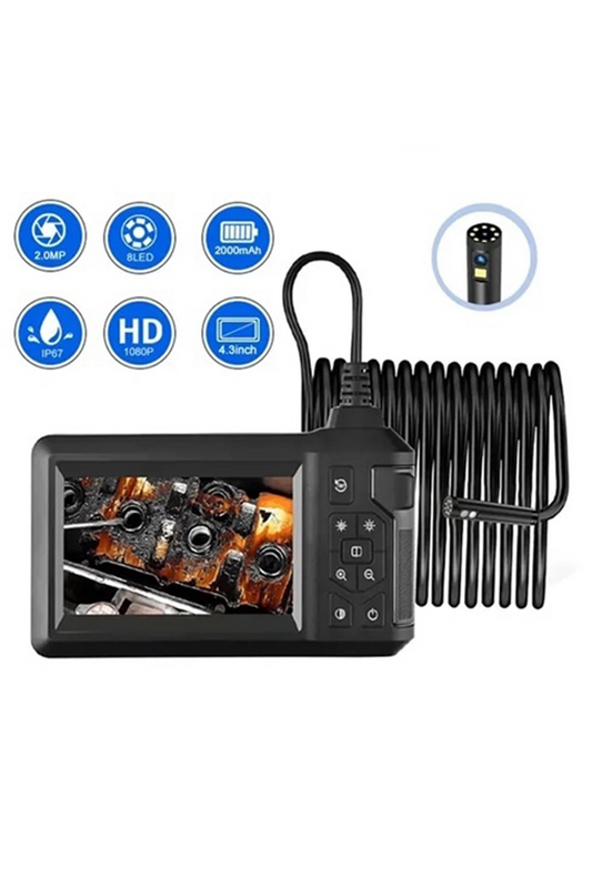 Vtn-008 Ekranlı Çift Kameralı 10 Mt Sert Kablo Yılan Endoskop Kamera 8 Mm 4.3 Inc