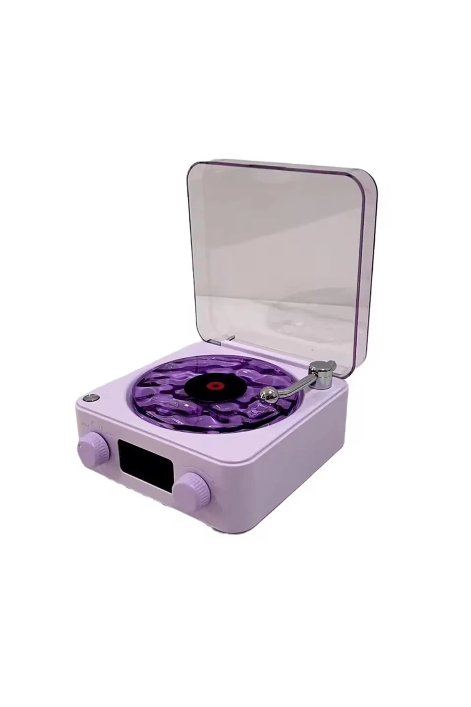 Waves Nostalji Plak Görünümlü Bluetooth Hoparlör 3d Ses Dalgası Retro Müzik Plak Mor