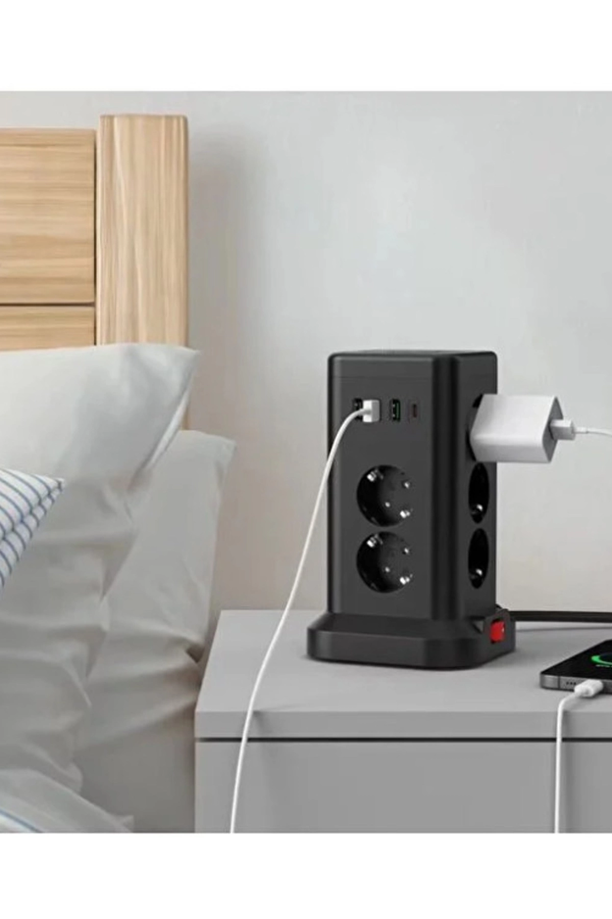 Wp711 Akım Korumalı Priz Kablosuz Şarj İstasyonu 11x Soket 3x Usb 1xtype-c Kablolu Grup Priz