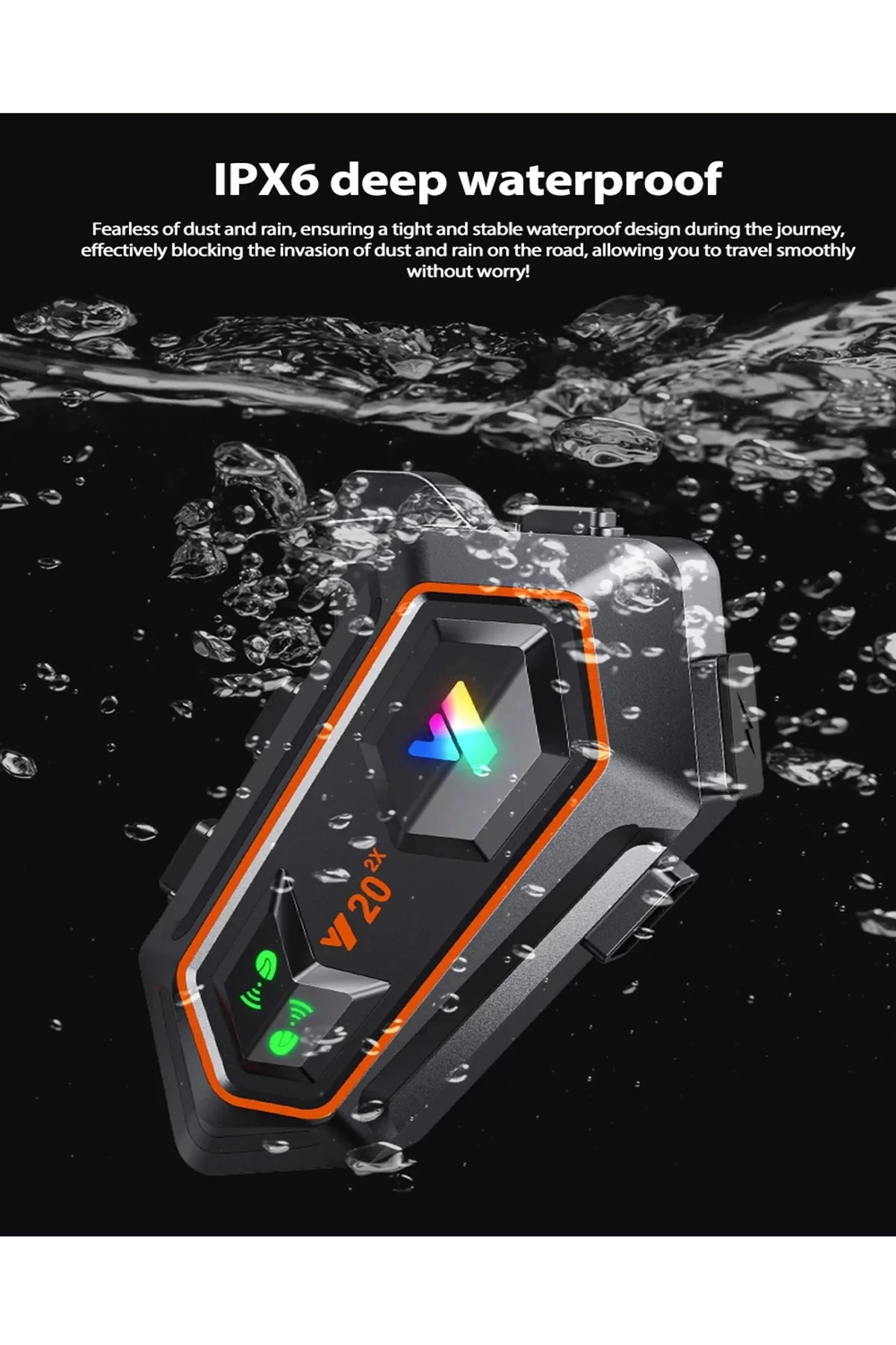 Y20 2x 1000m Telsiz Mesafeli 2 Kişi Bağlantılı Bluetooth Kask Kulaklık Fenerli İntercom