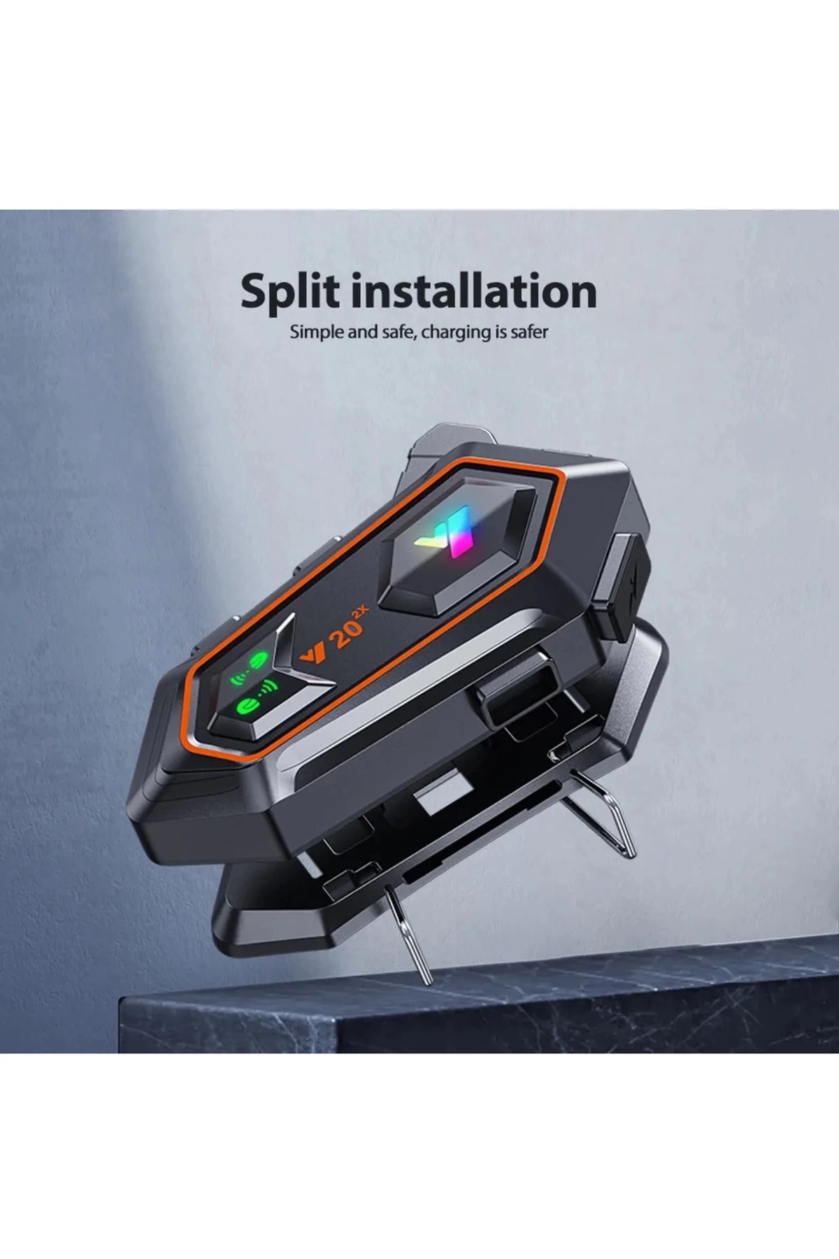 Y20 2x 1000m Telsiz Mesafeli 2 Kişi Bağlantılı Bluetooth Kask Kulaklık Fenerli İntercom