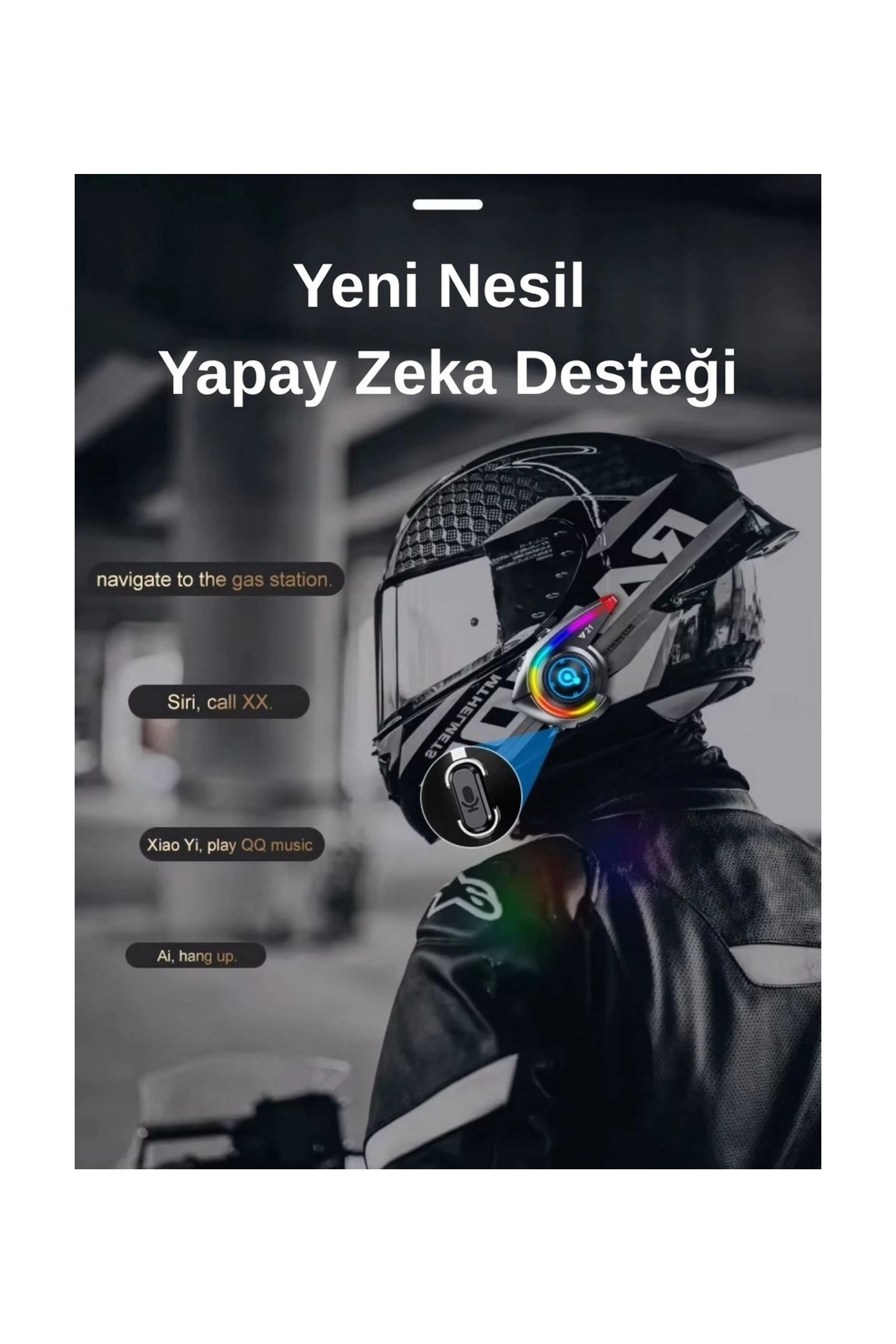Y21 Rgb Işık Efektli Intercom Bluetooth Motosiklet Kask Kulaklığı Intercom Kulaklık