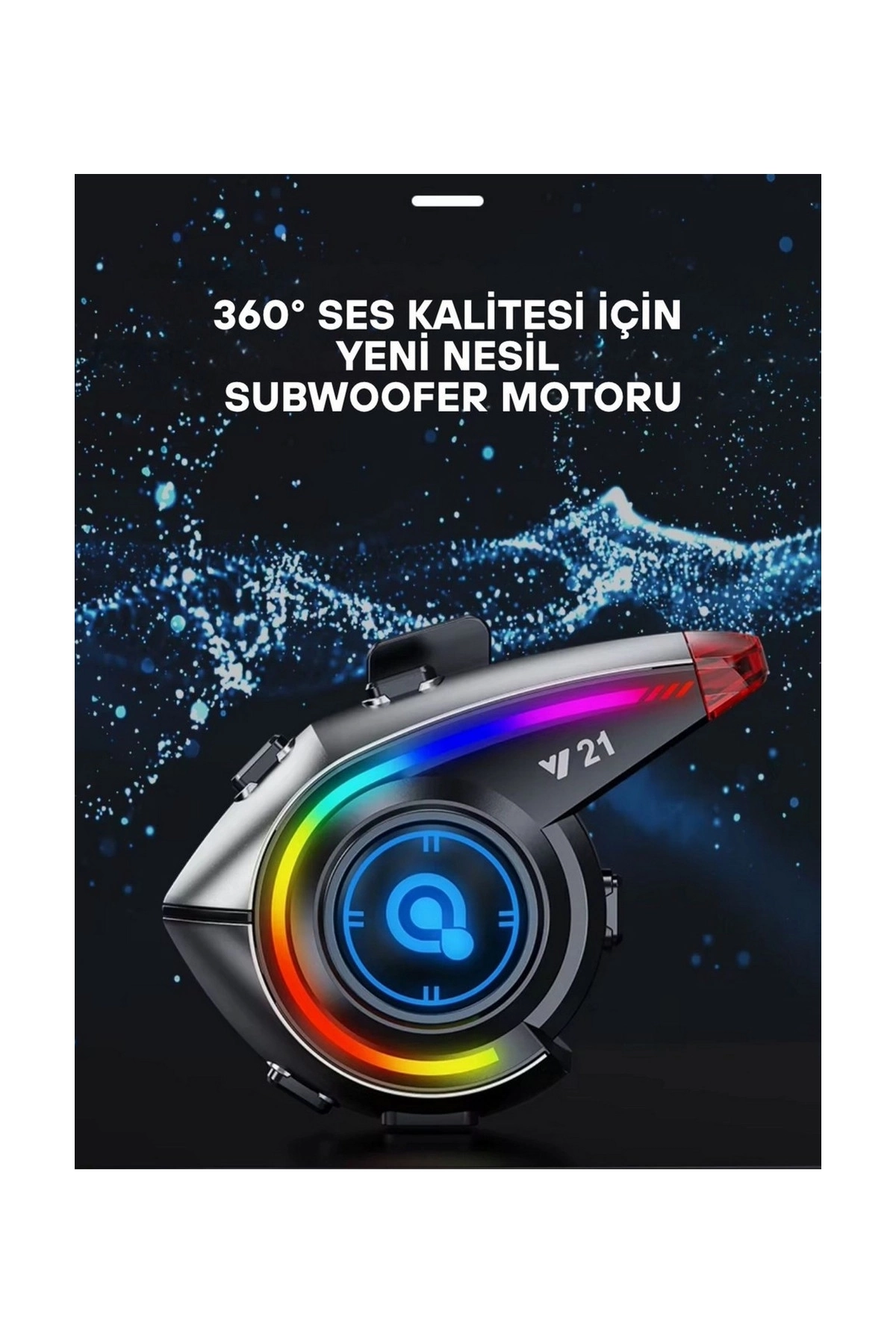 Y21 Rgb Işık Efektli Intercom Bluetooth Motosiklet Kask Kulaklığı Intercom Kulaklık