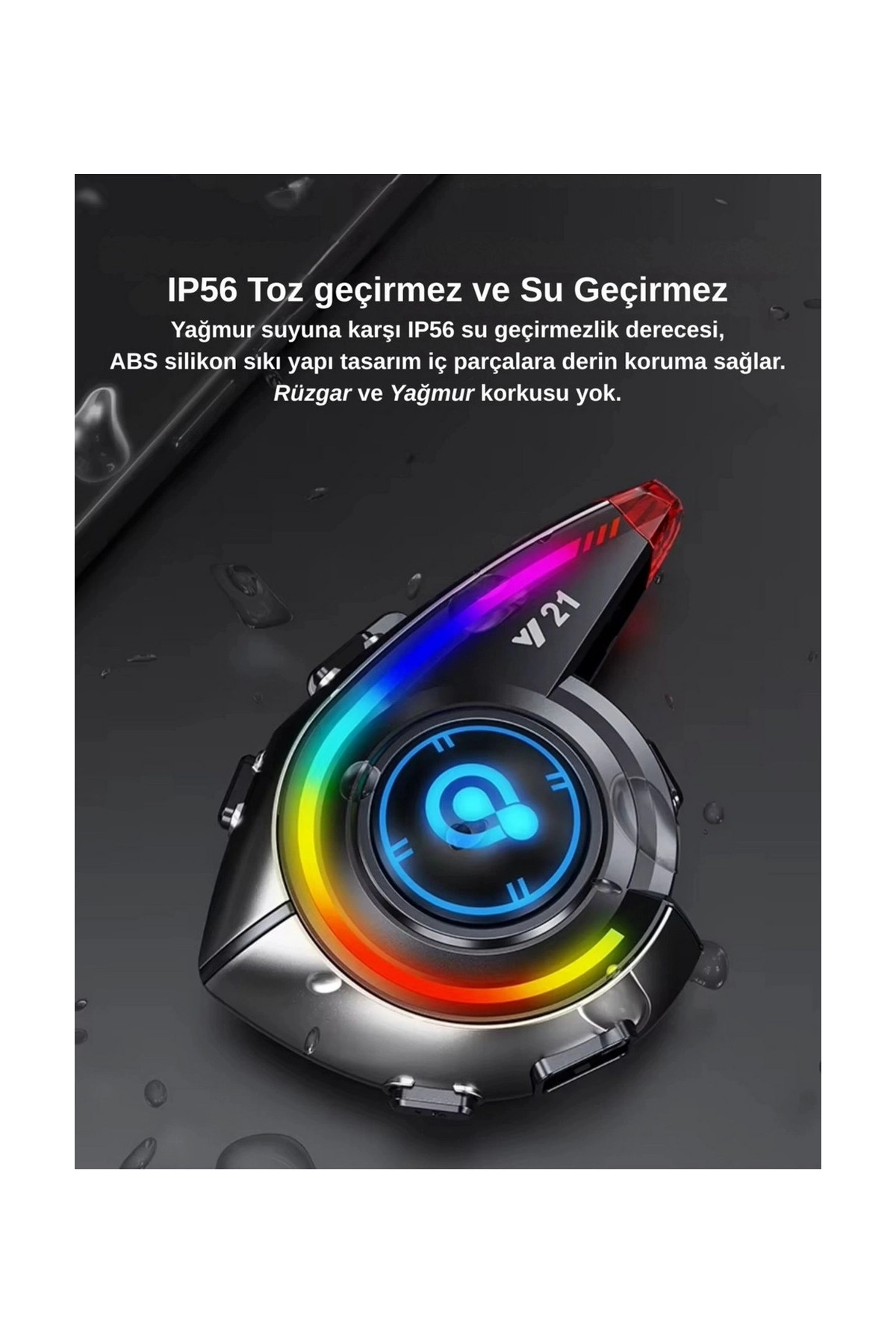Y21 Rgb Işık Efektli Intercom Bluetooth Motosiklet Kask Kulaklığı Intercom Kulaklık