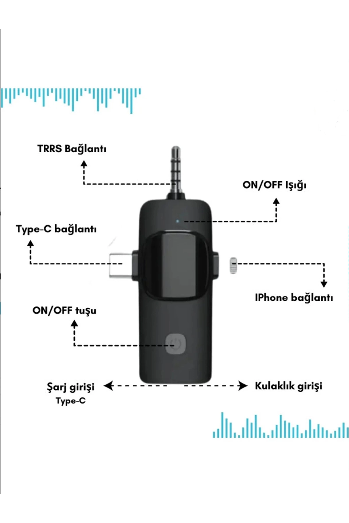 Yüksek Kalite Profesyonel 3 In 1 Kablosuz Taşınabilir Yaka Mikrofonu Tüylü